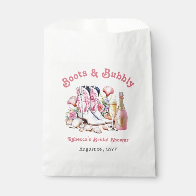 Boots and Bubbly Coastal Cowgirl Bridal Shower Favour Bags (Front)