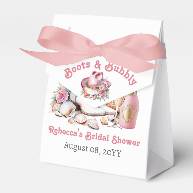 Boots and Bubbly Coastal Cowgirl Bridal Shower Favour Box (Front Side)