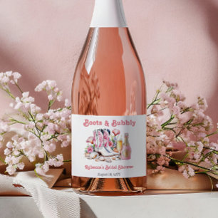 Boots and Bubbly Coastal Cowgirl Bridal Shower Sparkling Wine Label