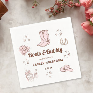Boots And Bubbly Cowgirl Bridal Shower Napkin