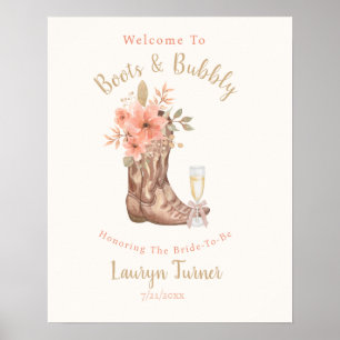 Boots And Bubbly Cowgirl Rustic Bridal Shower Sign