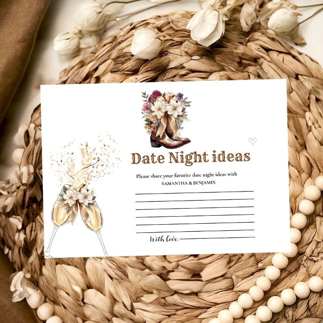 Boots and Bubbly Date Night Ideas Bridal Shower Enclosure Card (Creator Uploaded)