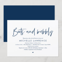 Boots and Bubbly, Modern Casual Bridal Shower Invi