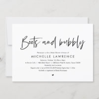 Boots and Bubbly, Modern Casual Bridal Shower Invi