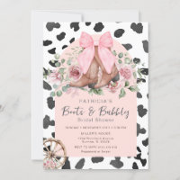Boots and Bubbly Pink Cow Pattern Bridal Shower 