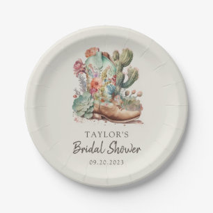 Boots and Bubbly Western Bridal Shower Paper Plate