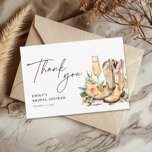 Boots and Bubbly Western Bridal Shower Thank You Card