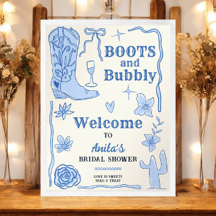 Boots and Bubbly Western Bridal Shower Welcome Poster