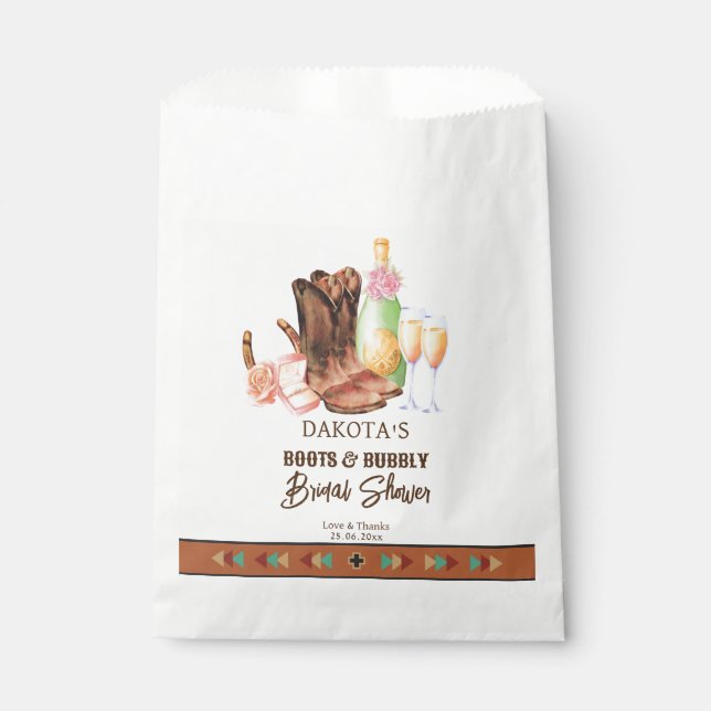 Boots and bubbly western cowgirl brunch thank you favour bags (Front)