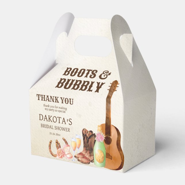 Boots and bubbly western rodeo cowgirl brunch  favour box (Front Side)
