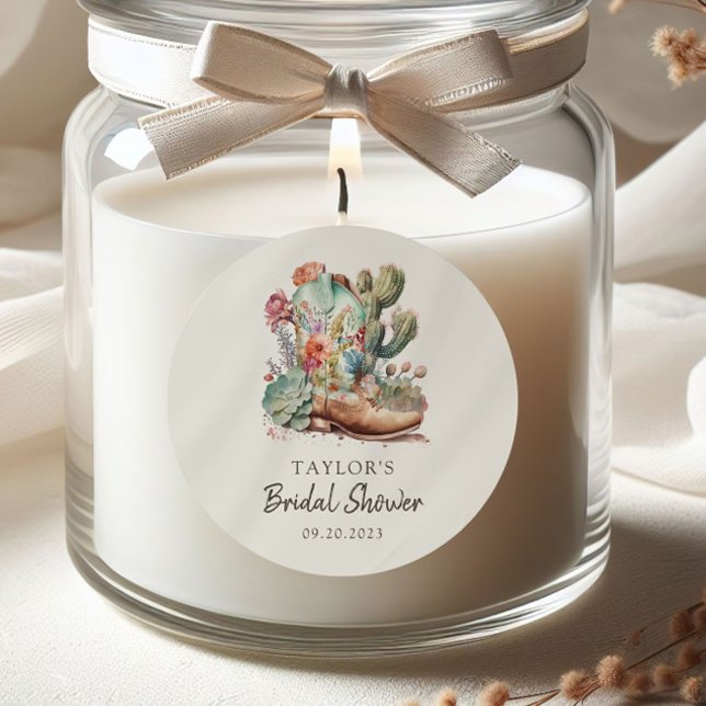 Boots and Bublly Western Bridal Shower Classic Round Sticker (Creator Uploaded)