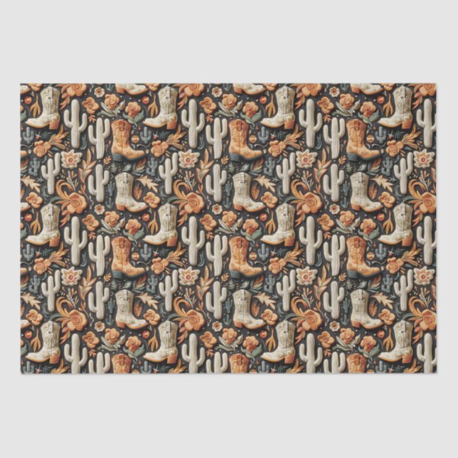 Boots And Cactus  Tissue Paper (Front)