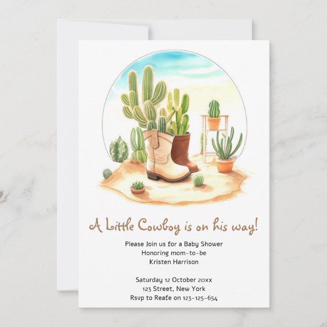 Boots and Lullabies: Wild West Cowboy Baby Shower Invitation (Front)