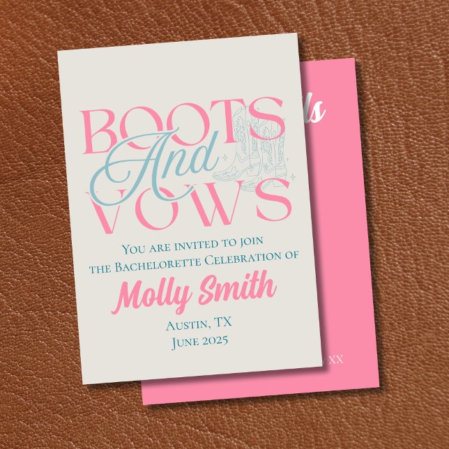 Boots and Vows – Western Bachelorette Invitation (Boots and Vows invite with modern serif font – perfect for bachelorette or bridal celebrations!)