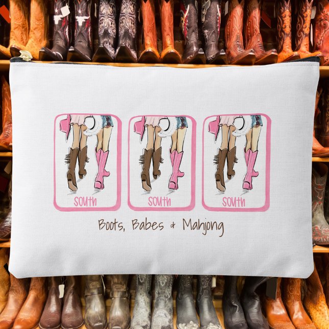 Boots, Babes & Mahjong Western Mahjong Tile Accessory Pouch (Creator Uploaded)