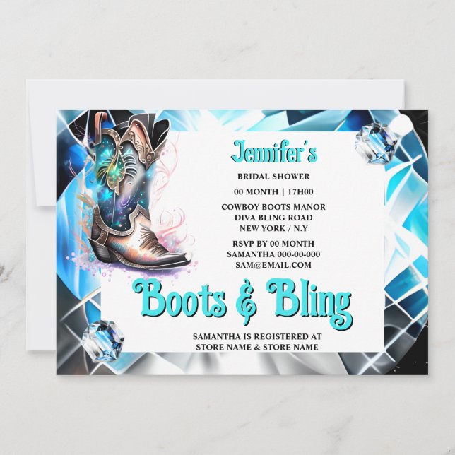 Boots bling | mythical cowgirl boot diamond shine invitation (Front)
