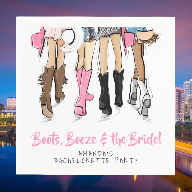Boots, Booze & the Bride Bachelorette Party Napkin (Creator Uploaded)