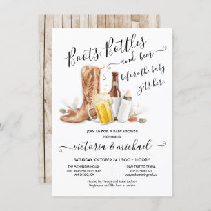 Boots Bottles and Beer Baby Shower Invitation
