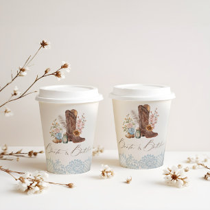 Boots & Bottles Blue Cowboy Western Baby Shower Paper Cups