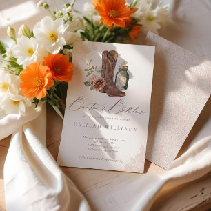 Boots & Bottles Chic Cowgirl Western Baby Shower Invitation