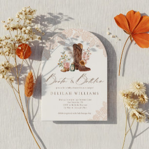 Boots & Bottles Pink Cowgirl Western Baby Shower Invitation