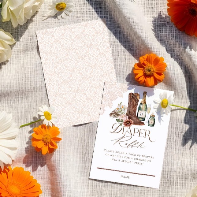 Boots Bottles Western Baby Shower Diaper Raffle  Enclosure Card (Boots Bottles Western Baby Shower Diaper Raffle Enclosure Card)