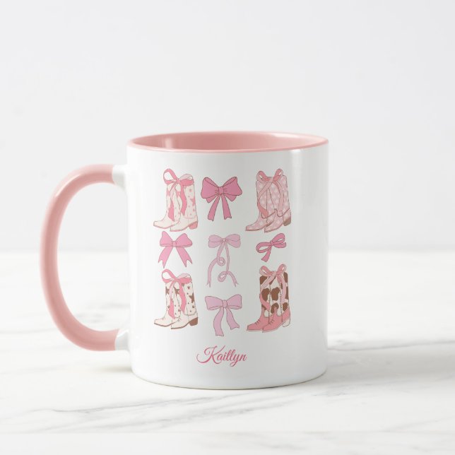 Boots & Bows Cowgirl Personalised Coffee Mug (Left)
