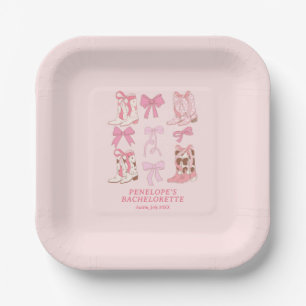 Boots & Bows Pink Cowgirl Bachelorette Party  Paper Plate