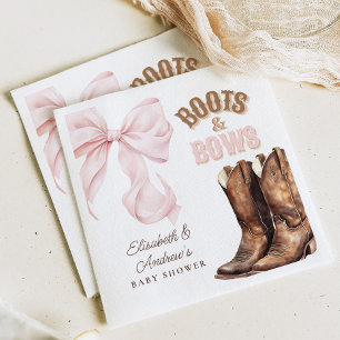 Boots & Bows TWINS Baby Shower Napkin