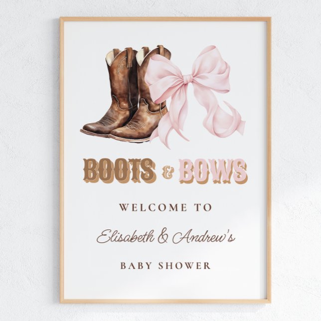 Boots & Bows TWINS Baby Shower Welcome Poster (Creator Uploaded)