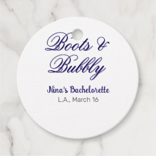 Boots & Bubble bachelorette party name purpleplace Favour Tags