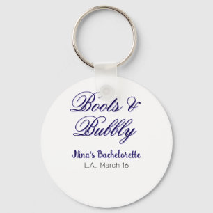 Boots & Bubble bachelorette party name purpleplace Key Ring