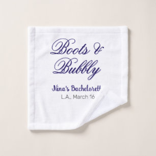 Boots & Bubble bachelorette party name purpleplace Wash Cloth