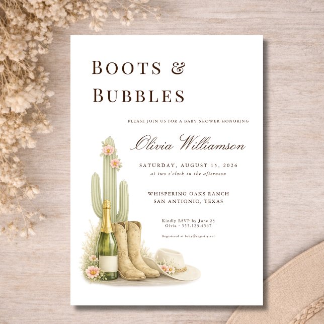Boots & Bubbles Coquette Western Baby Shower Invitation (Creator Uploaded)
