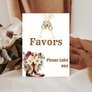 Boots & Bubbly Boho western Bridal Shower favours  Pedestal Sign