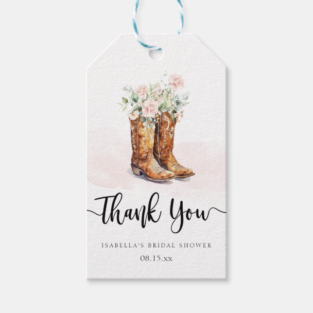 Boots & Bubbly Bridal Shower Gift Tags (Front)