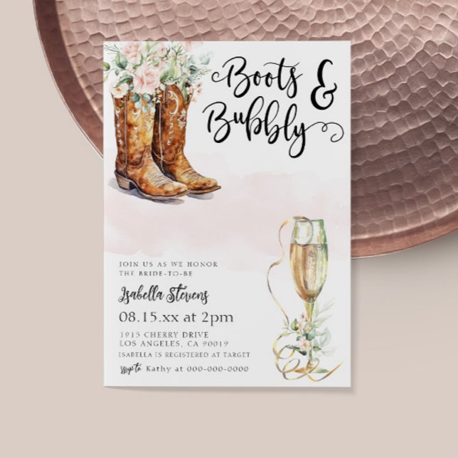 Boots & Bubbly Bridal Shower Invitation (Creator Uploaded)