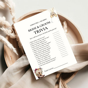 Boots & Bubbly bride & Groom Trivia Game Card