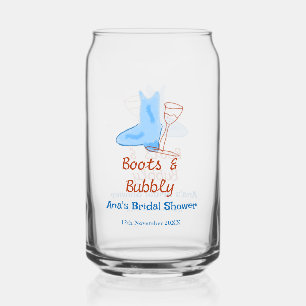 Boots & bubbly champagne bottle bridal shower blue can glass