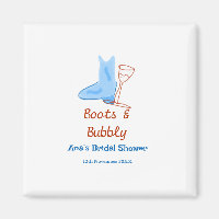Boots & bubbly champagne bottle bridal shower blue