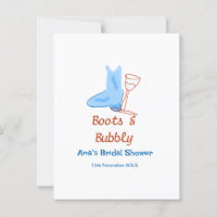 Boots & bubbly champagne bottle bridal shower blue