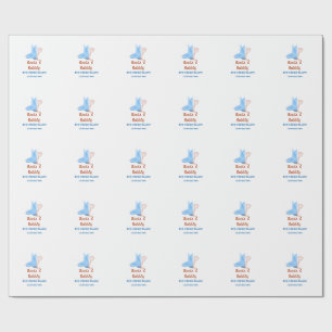 Boots & bubbly champagne bottle bridal shower blue wrapping paper