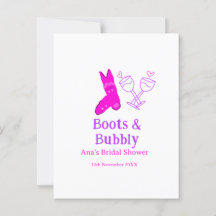 Boots & bubbly champagne bottle bridal shower pink