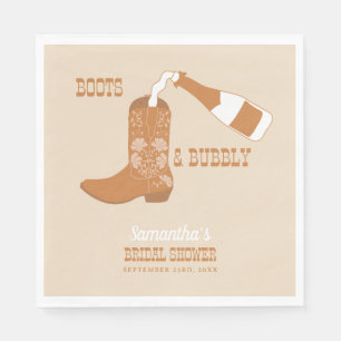 Boots Bubbly Rustic Western Country Bridal Shower Napkin