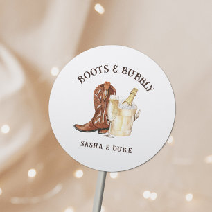 Boots & Bubbly Rustic Western Wedding Classic Round Sticker