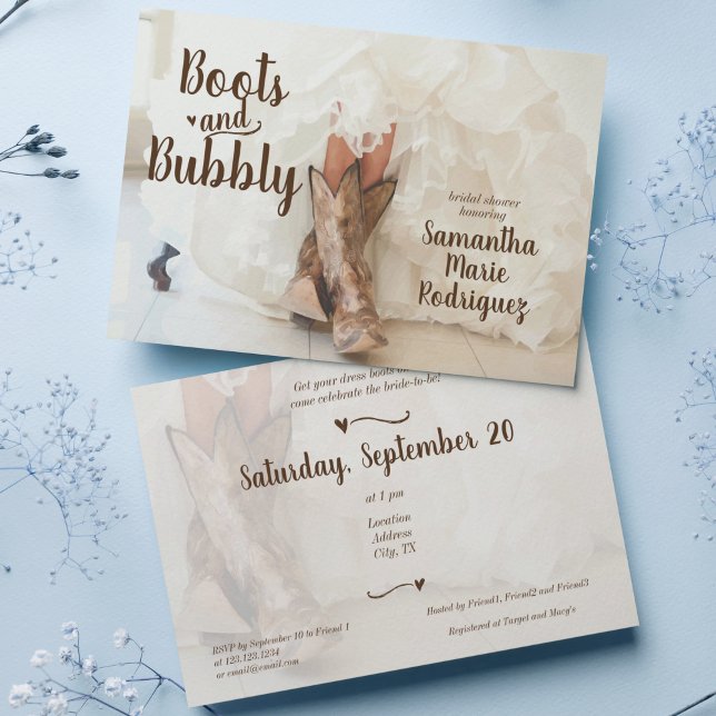 Boots & Bubbly Texas Bride in Boots Bridal Shower Invitation (Creator Uploaded)