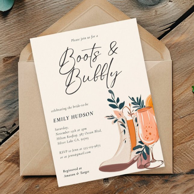 Boots & Bubbly Western Bridal Shower Invitation (Creator Uploaded)