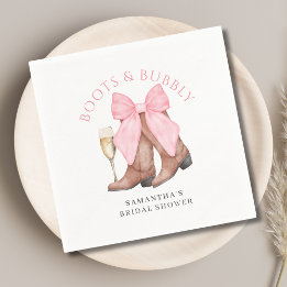 Boots Bubbly Western Bridal Shower  Napkin