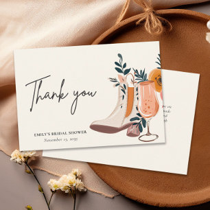 Boots & Bubbly Western Bridal Shower Thank You Card
