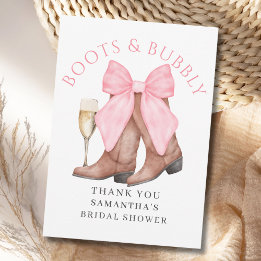 Boots Bubbly Western Bridal Shower  Thank You Card